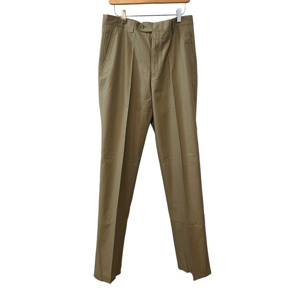 Saks Fifth Avenue Classic Fit Chino Khaki Work Pants 34 - Picture 1 of 8
